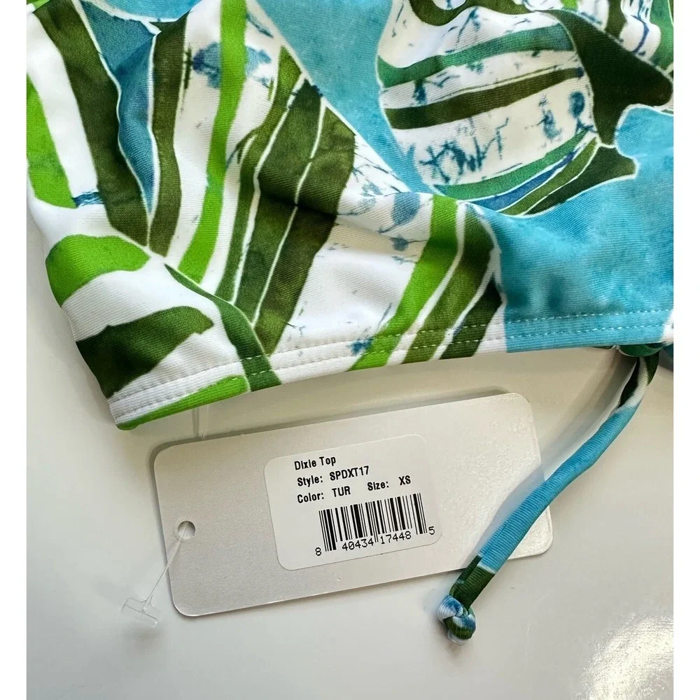 L*Space Dixie Bikini Top Blue Palm Lace Up‎ / Women's XS